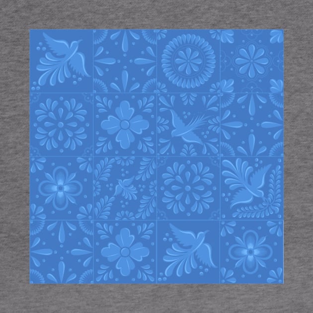 Light Blue Talavera Tile Pattern by Akbaly by Akbaly